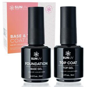15ml Gel Top Coat and Base Coat Set, Gel Nail Polish Kit 2 Pack, Art Manicure UV